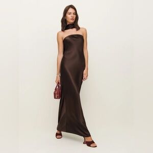 Reformation Oren Silk Dress In Black Bean, NWOT, NEVER WORN, NO FLAWS.